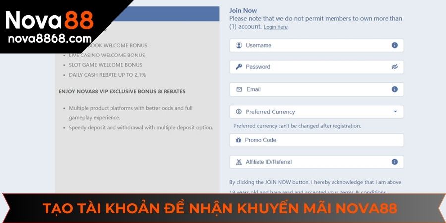 Người dùng đăng ký để nhận được thưởng tại nhà cái