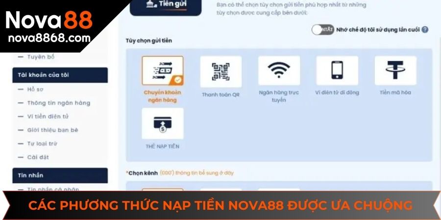 Những cách thức nạp tiền tại NOVA88